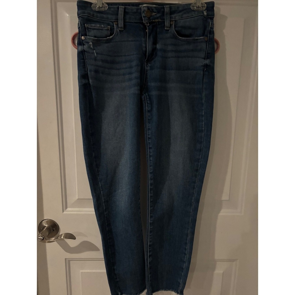 Paige Denim Kylie Crop Jeans Dark Wash Distressed‎ Hem Size 28